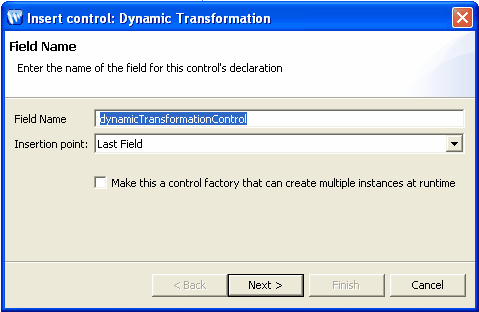 Insert Control: Dynamic Transformation