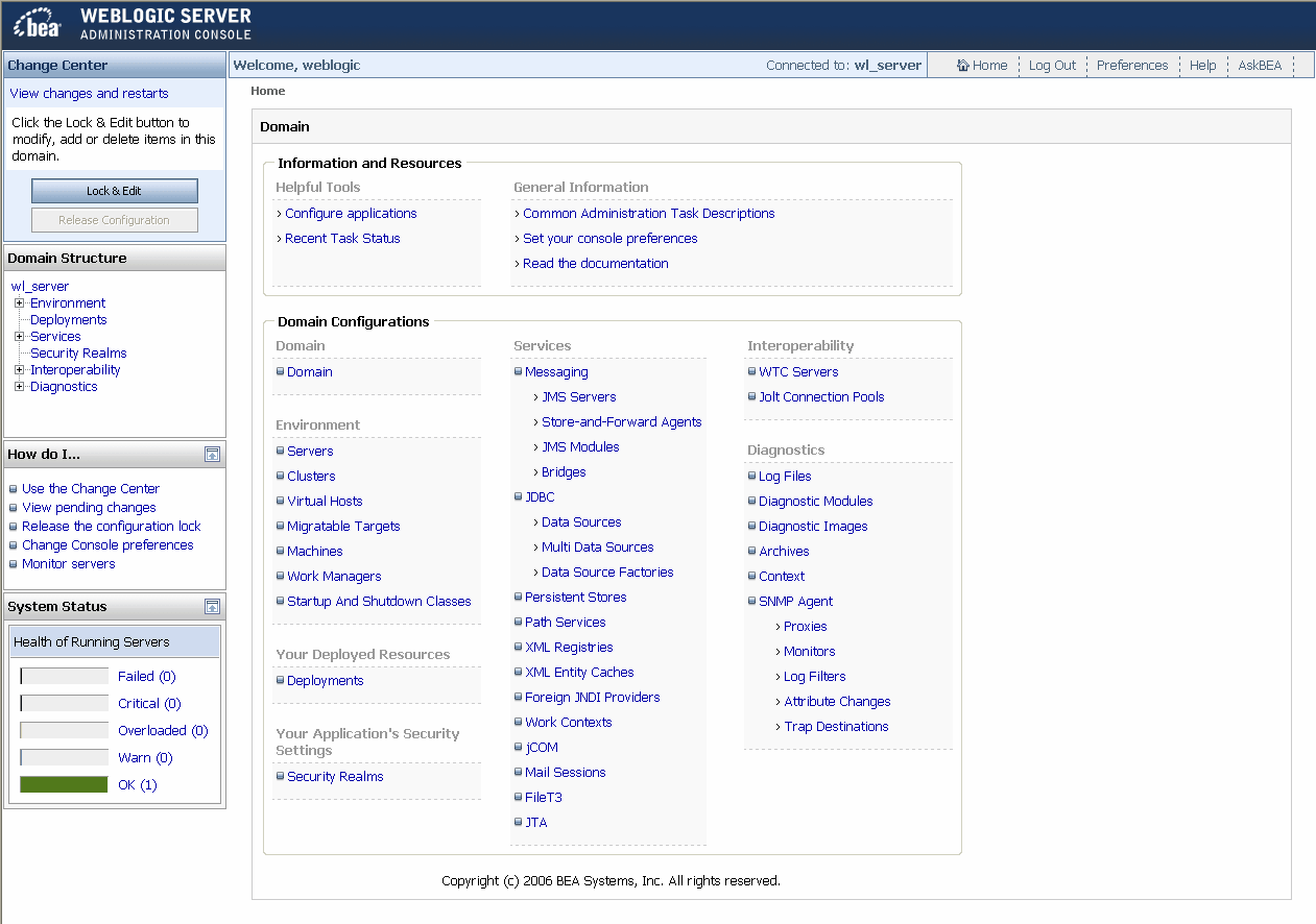 WebLogic Server Administration Console