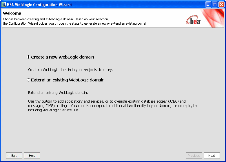 Configuration Wizard Welcome Page