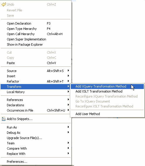 Transform Pop-up Menu