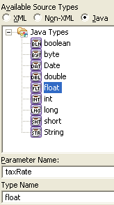 Select float node from Available Source Types