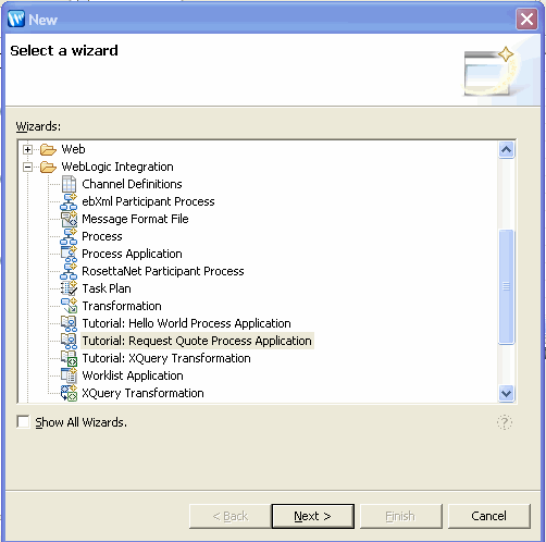 Select a Wizard dialog box