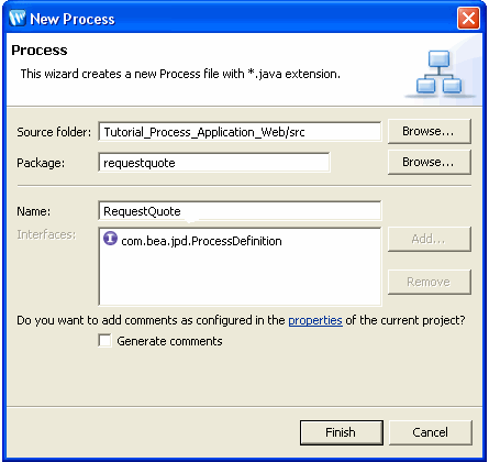 New Process Dialog Box 