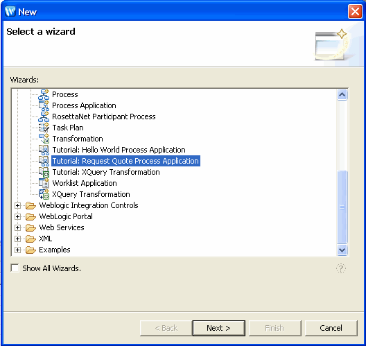 Select a Wizard dialog box