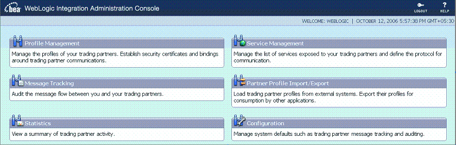 Trading Partner Management in the WebLogic Integration Administration Console