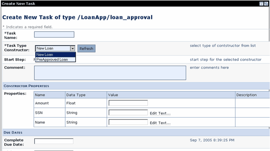 Automatically Generated Form for Capturing end User Data