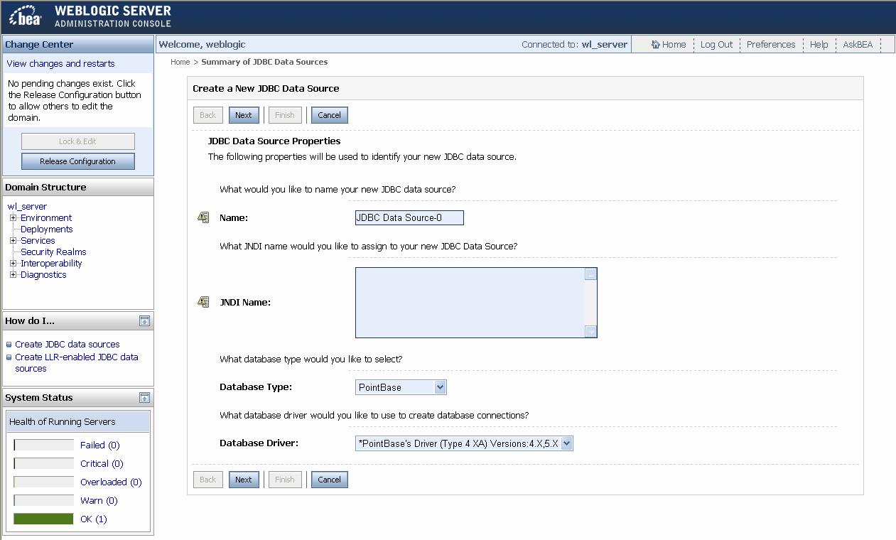 New JDBC Data Source