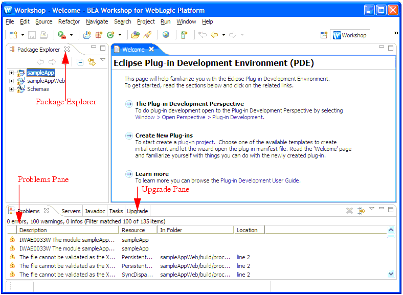 Import and Upgrade Progress Log in the BEA Workshop for WebLogic Platform IDE 