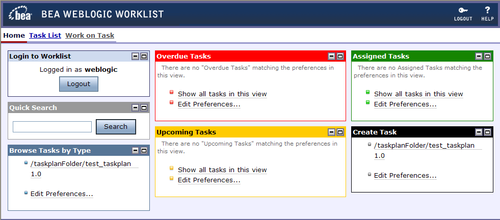 Worklist User Portal Home Page