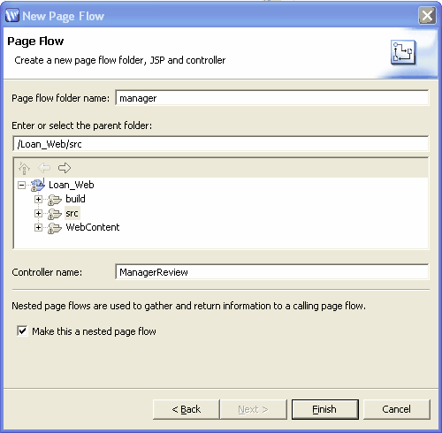 New Page Flow Dialog Box