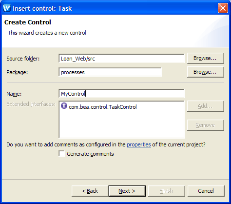 Creating a Task Control 