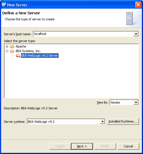 New Server Dialog Box