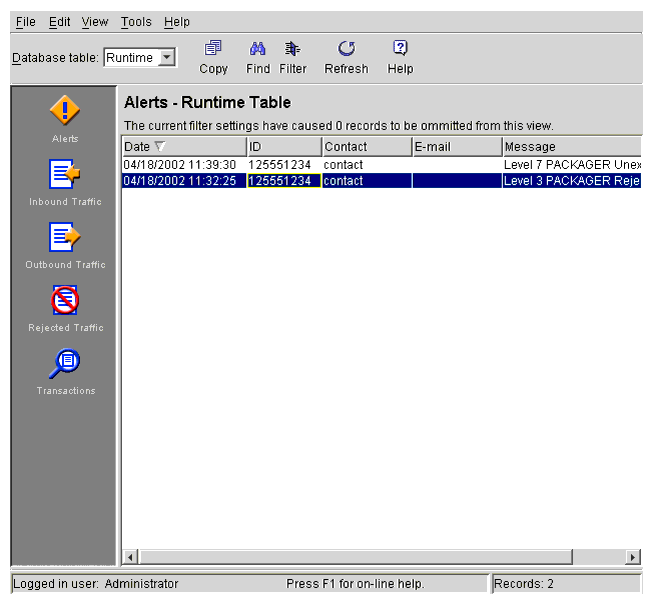 Alerts information Viewer