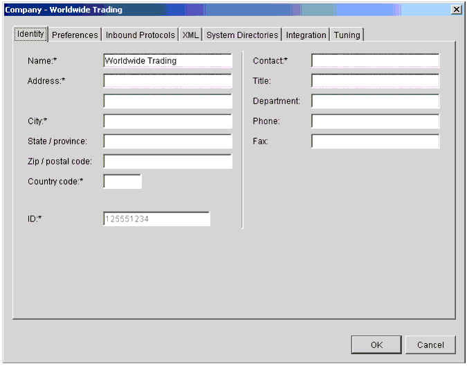 Company Profile Identity Tab