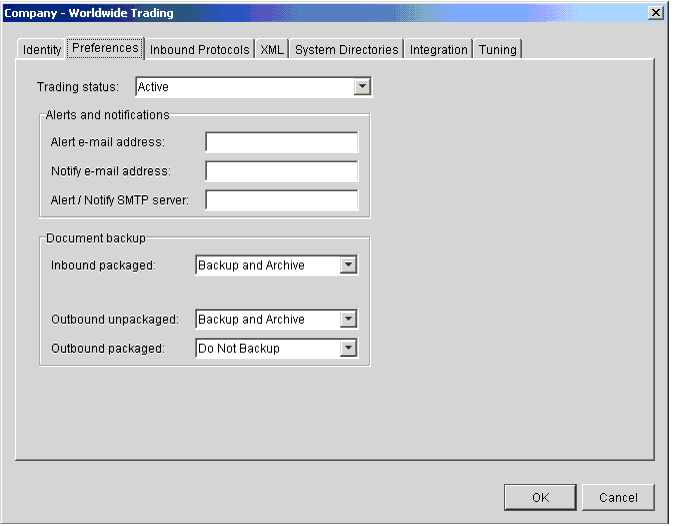 Company Profile Preferences Tab