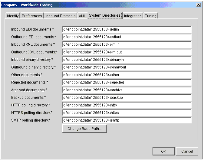 Company Profile System Directories Tab