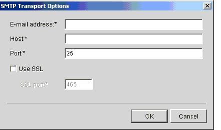 SMTP Transport Options Window