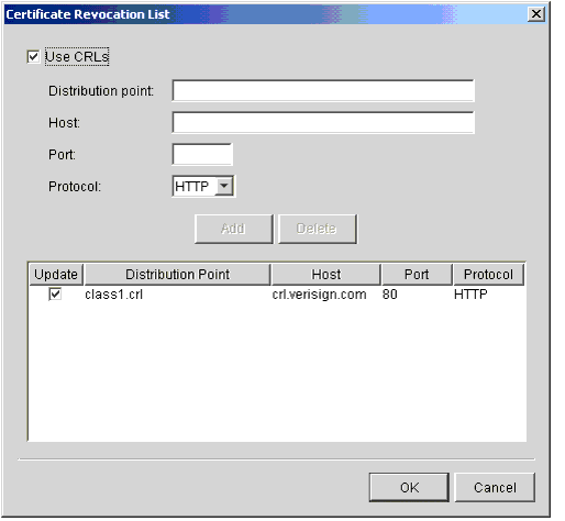 Certificate Revocation List Window