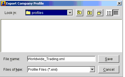 Export Company Profile Dialog Box