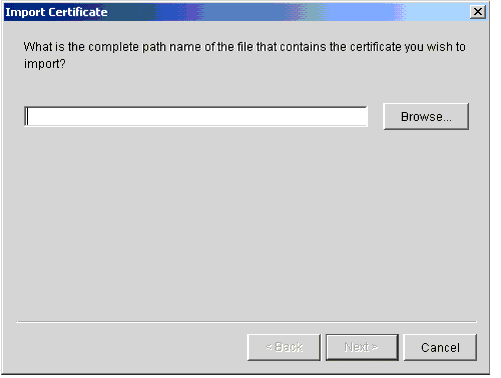 Import Certificate Window