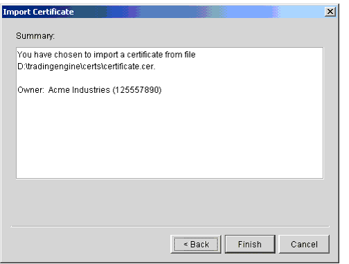Import Certificate Summary Window
