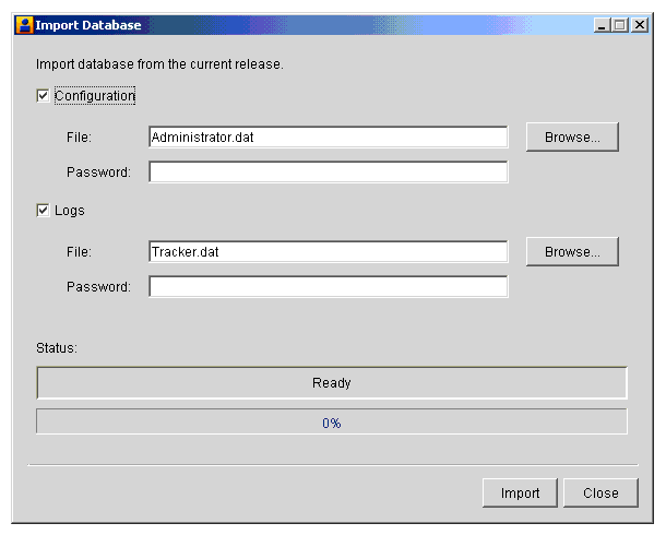 Import Database Window