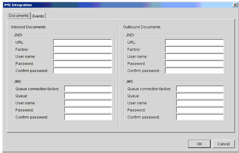 JMS Integration Window Documents Tab