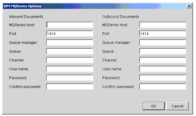 IBM MQSeries Options Window