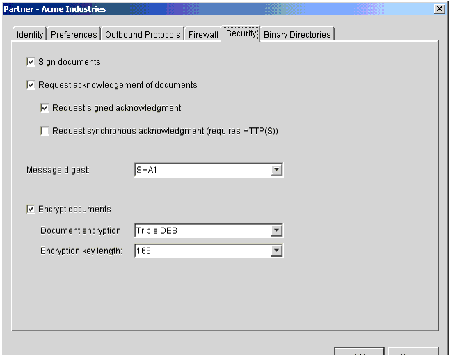 Partner Profile Security Tab