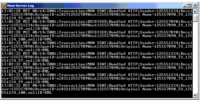 View Server Log Window
