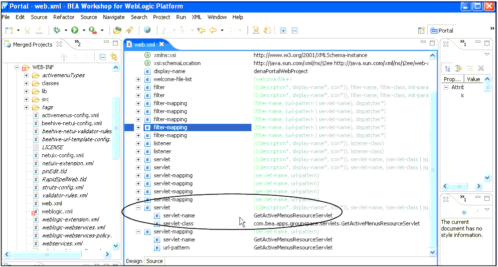 Editing the web.xml File in Workshop for WebLogic