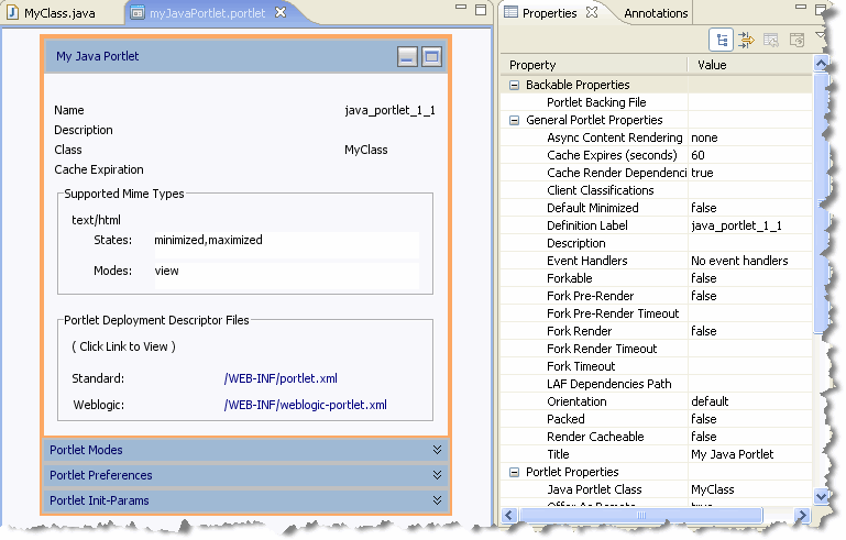 Java Portlet Appearance and Properties 