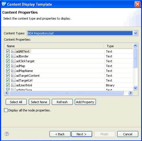 Choose which Content Properties to Display in the Template 