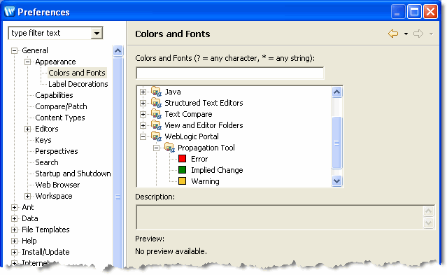 WorkSpace Studio Appearance –  Colors and Fonts Preferences