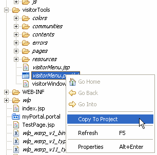Portlet Being Copied to a Project from Merged Projects View