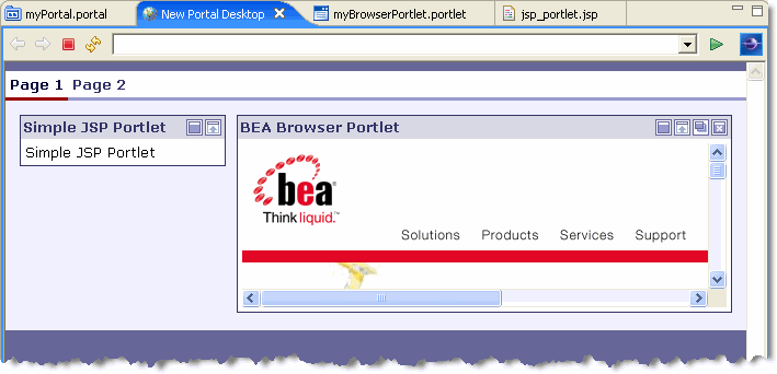 Running Portal with Browser Portlet and JSP Portlet Added