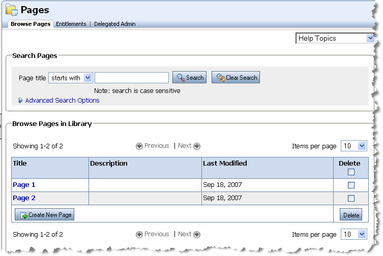 Browse Pages Tab