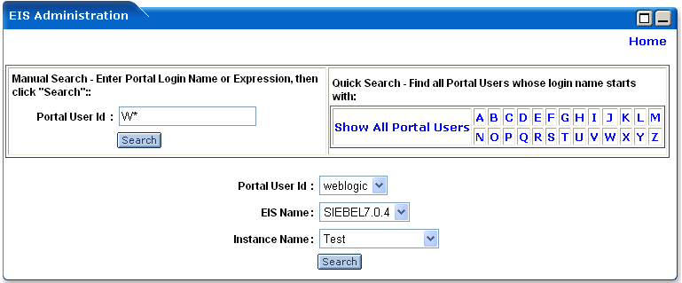 EIS Credential Mapping - Search Screen