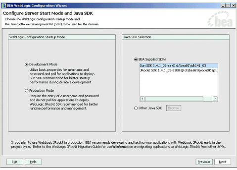 Configuration Wizard - Start Mode 