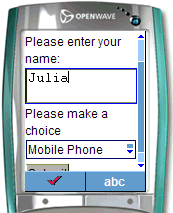 Simple form on a menu-driven device