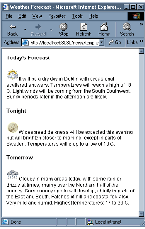 weather2.jsp on a PC browser