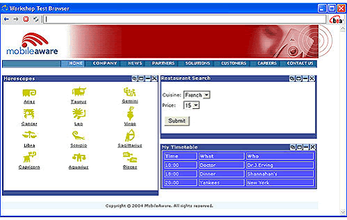 The sample application in the Workshop Test Browser 