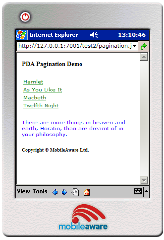 Displayed Navigation Section 
