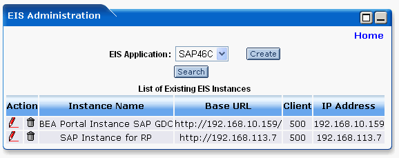 EIS Instance Screen