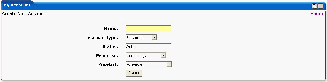 WebLogic Portlets for Siebel - My Accounts - Creation of new Account