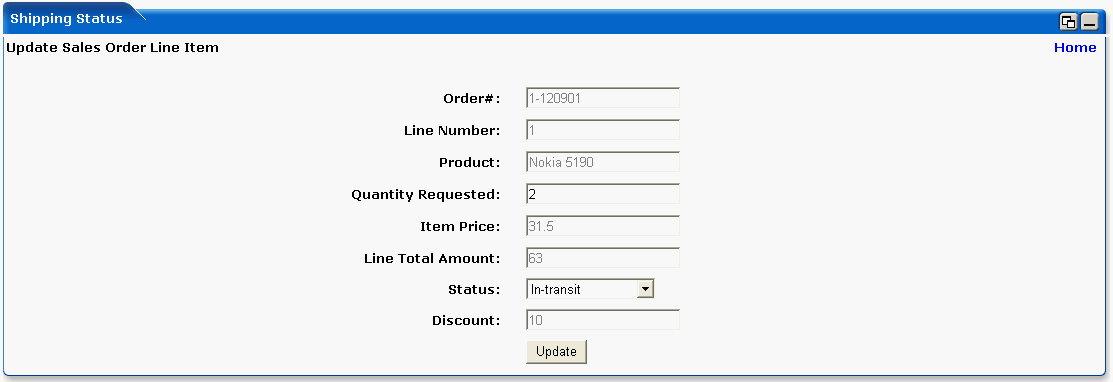 WebLogic Portlets for Siebel Sales Order Shipping Status Portlet - SO details Screen