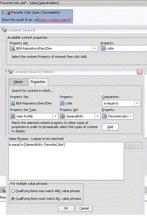 Defining a placeholder query