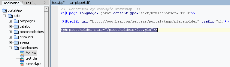 The two parts of a placeholder: a placeholder file and a JSP tag