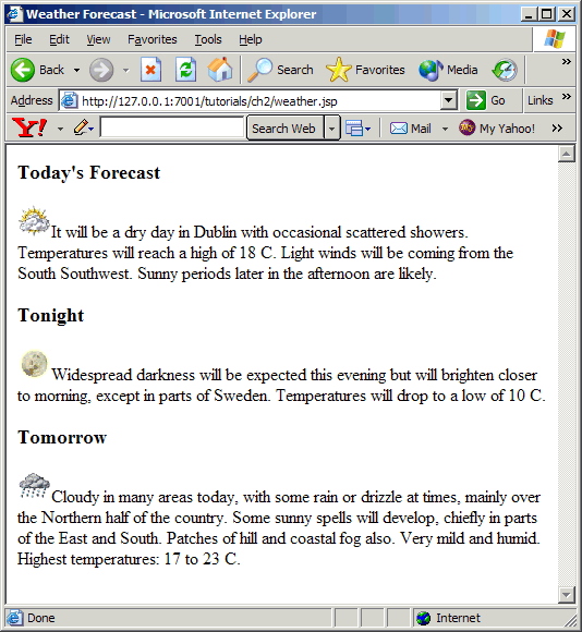 weather.jsp in a PC browser