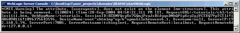 Console output in Development Mode